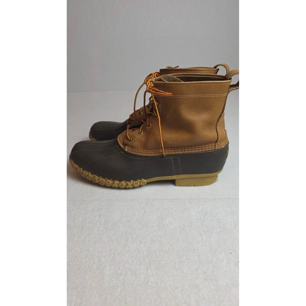 LL Bean 6 Inch Bean Boots Mens 13 Brown Tan Leather Waterproof Duck Boots Maine